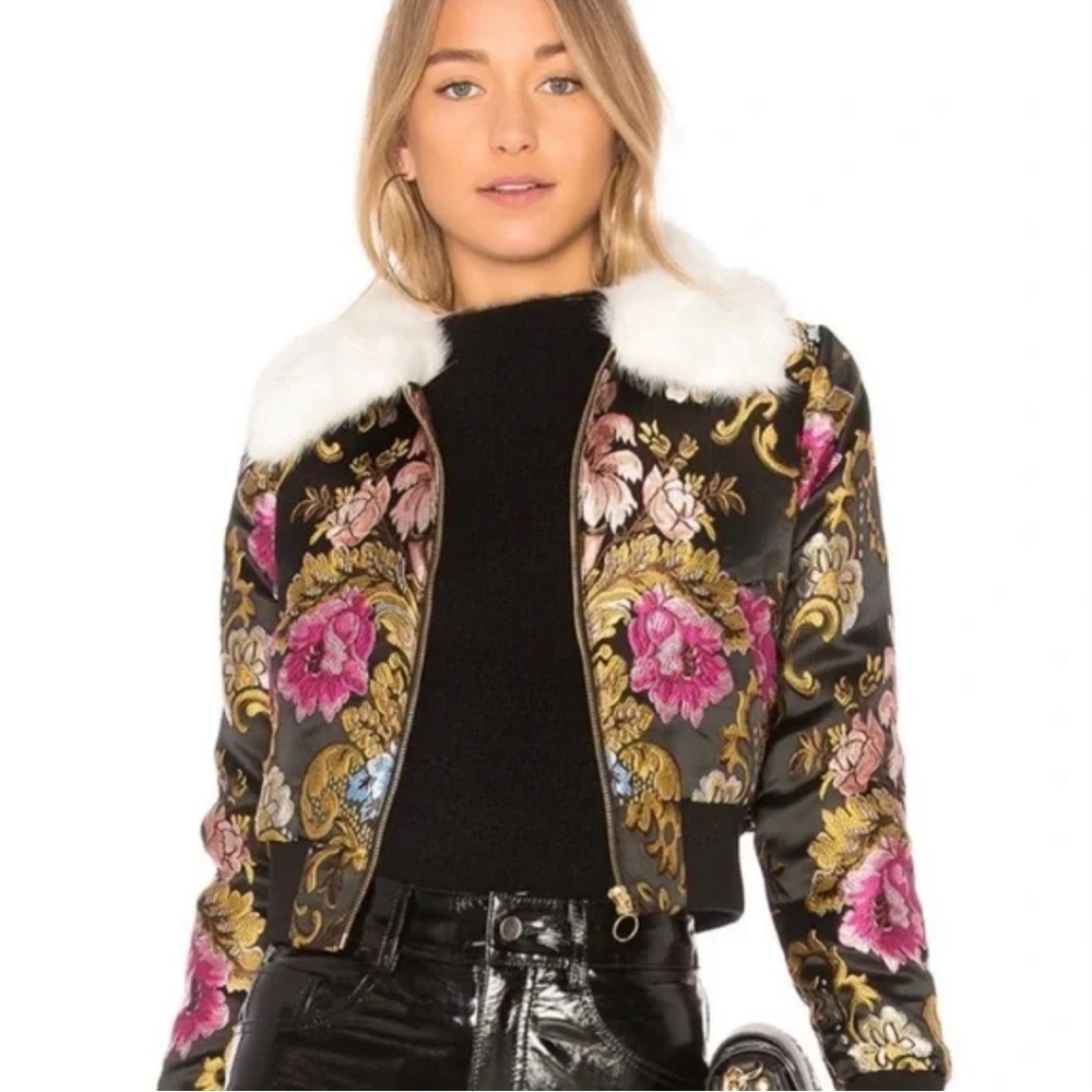 LPA Brocade Fur Bomber Jacket